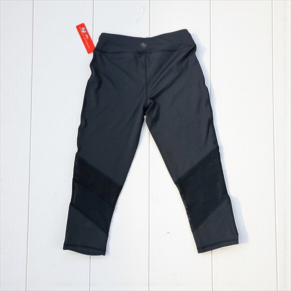 ADRIENNE VITTADINI Black Mesh Panel Capri Workout Pants Sz M NEW - Picture 3 of 7